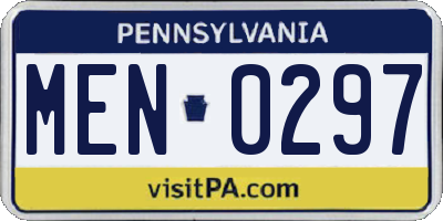 PA license plate MEN0297