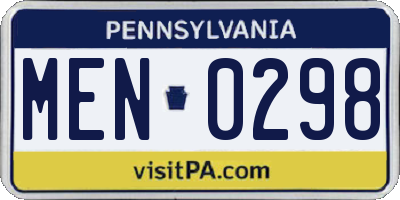 PA license plate MEN0298