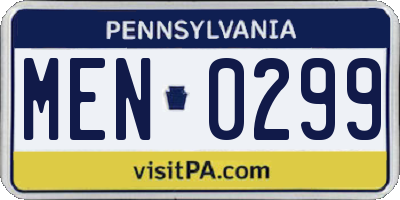 PA license plate MEN0299