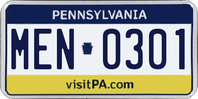 PA license plate MEN0301