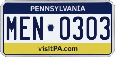 PA license plate MEN0303