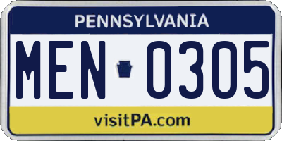 PA license plate MEN0305