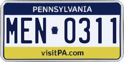 PA license plate MEN0311