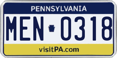 PA license plate MEN0318