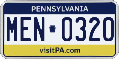 PA license plate MEN0320
