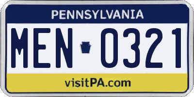PA license plate MEN0321