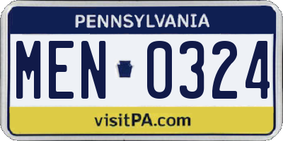 PA license plate MEN0324