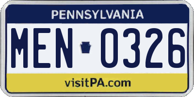 PA license plate MEN0326