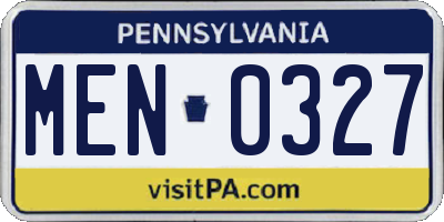 PA license plate MEN0327