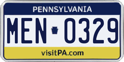 PA license plate MEN0329