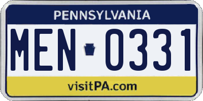 PA license plate MEN0331