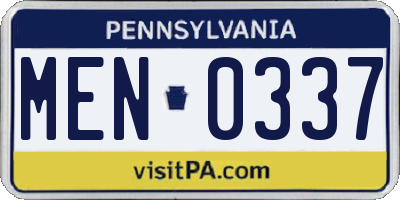 PA license plate MEN0337