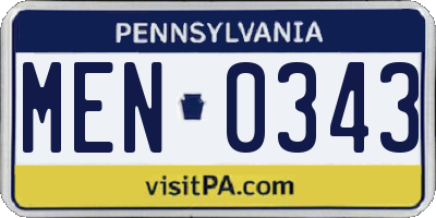 PA license plate MEN0343