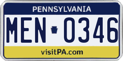 PA license plate MEN0346