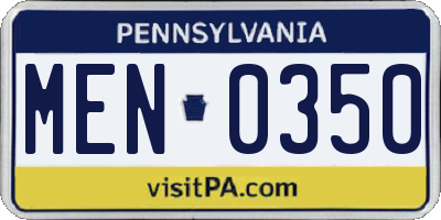 PA license plate MEN0350