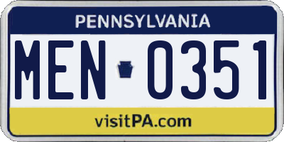 PA license plate MEN0351