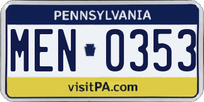 PA license plate MEN0353