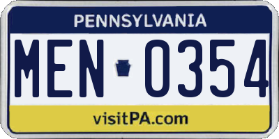PA license plate MEN0354