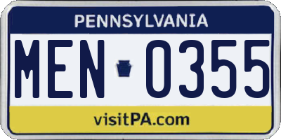 PA license plate MEN0355