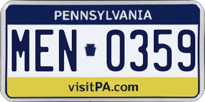 PA license plate MEN0359