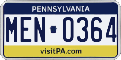 PA license plate MEN0364
