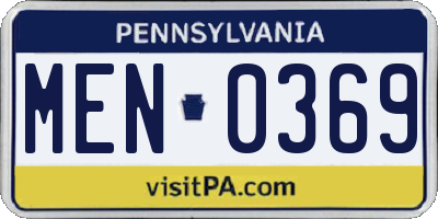 PA license plate MEN0369