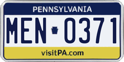 PA license plate MEN0371