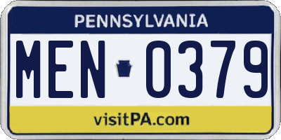 PA license plate MEN0379