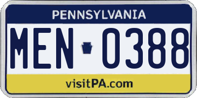 PA license plate MEN0388