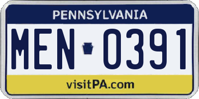PA license plate MEN0391
