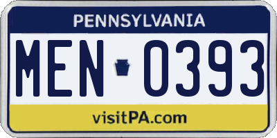 PA license plate MEN0393