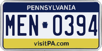PA license plate MEN0394