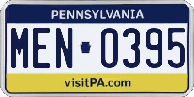 PA license plate MEN0395