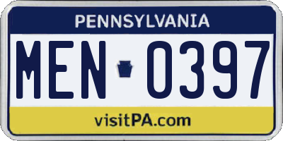 PA license plate MEN0397