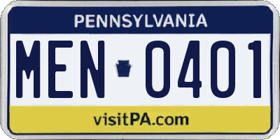 PA license plate MEN0401
