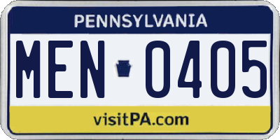 PA license plate MEN0405