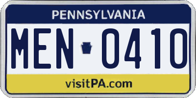 PA license plate MEN0410