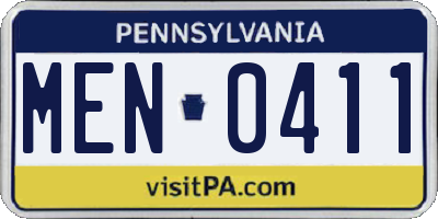 PA license plate MEN0411