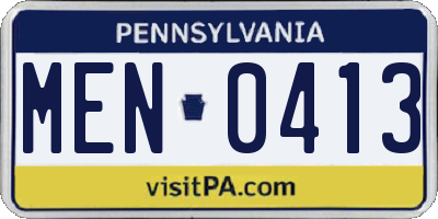PA license plate MEN0413