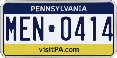 PA license plate MEN0414