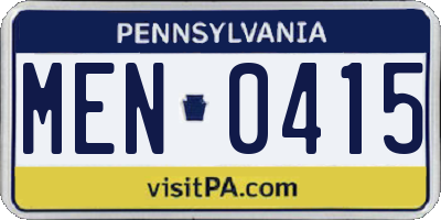 PA license plate MEN0415