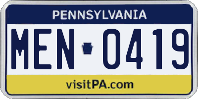 PA license plate MEN0419