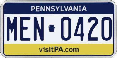 PA license plate MEN0420