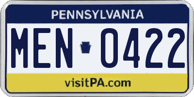 PA license plate MEN0422