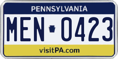 PA license plate MEN0423