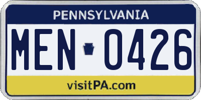 PA license plate MEN0426