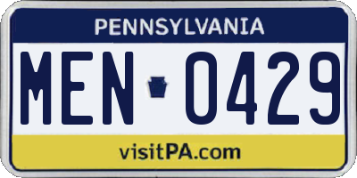 PA license plate MEN0429