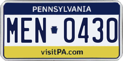 PA license plate MEN0430