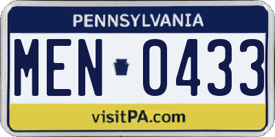 PA license plate MEN0433