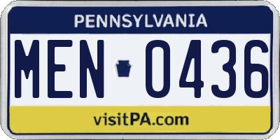 PA license plate MEN0436